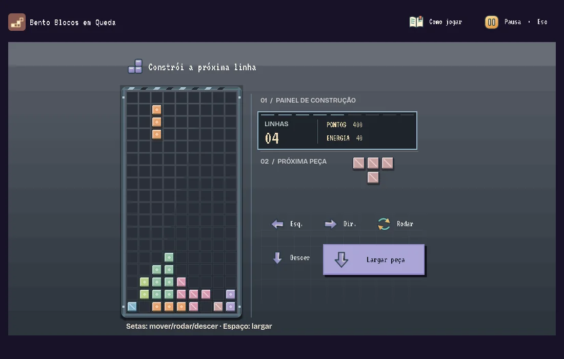 Uma partida de Bento Blocos em Queda